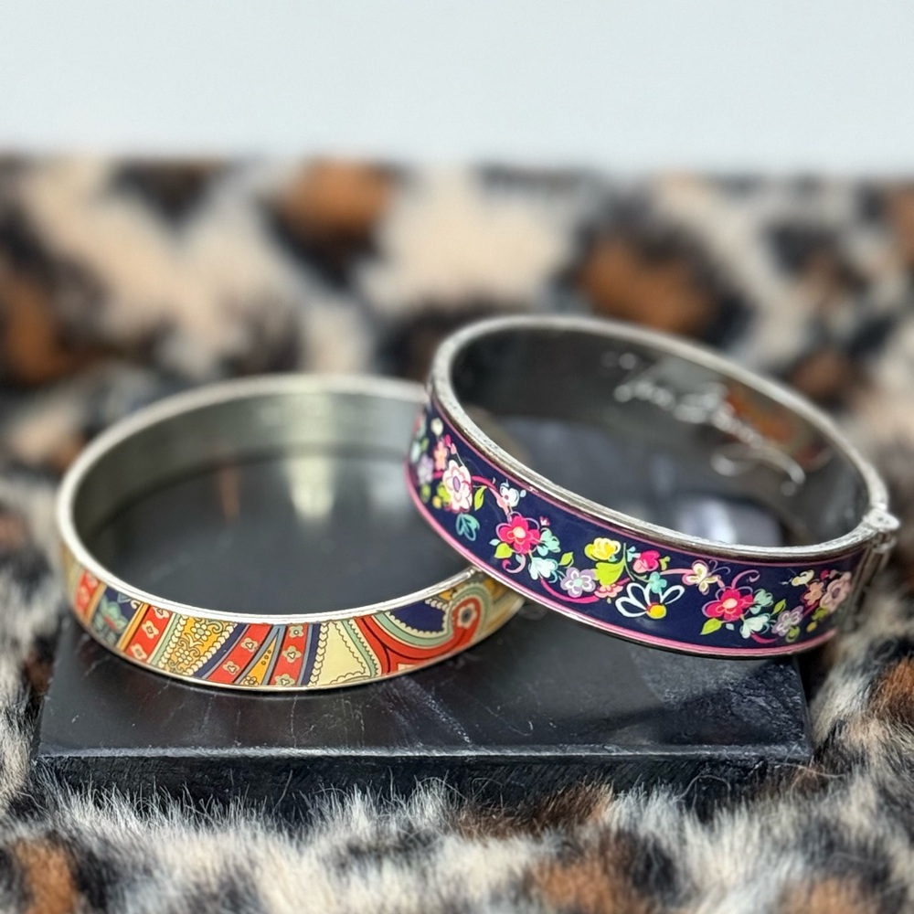 Vera Bradley Floral & Paisley Bangle/Cuff Bracelet Set